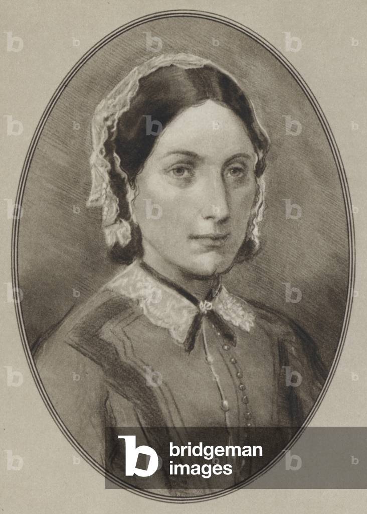 Immagine di Stampa "Florence Nightingale (lito)" di Gordon Ross, b/w