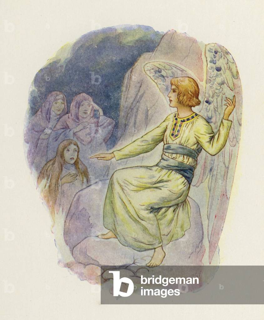 Image of Print depicting "Why seek ye the living among the dead?" (colour litho) 1901 by Harry George Theaker