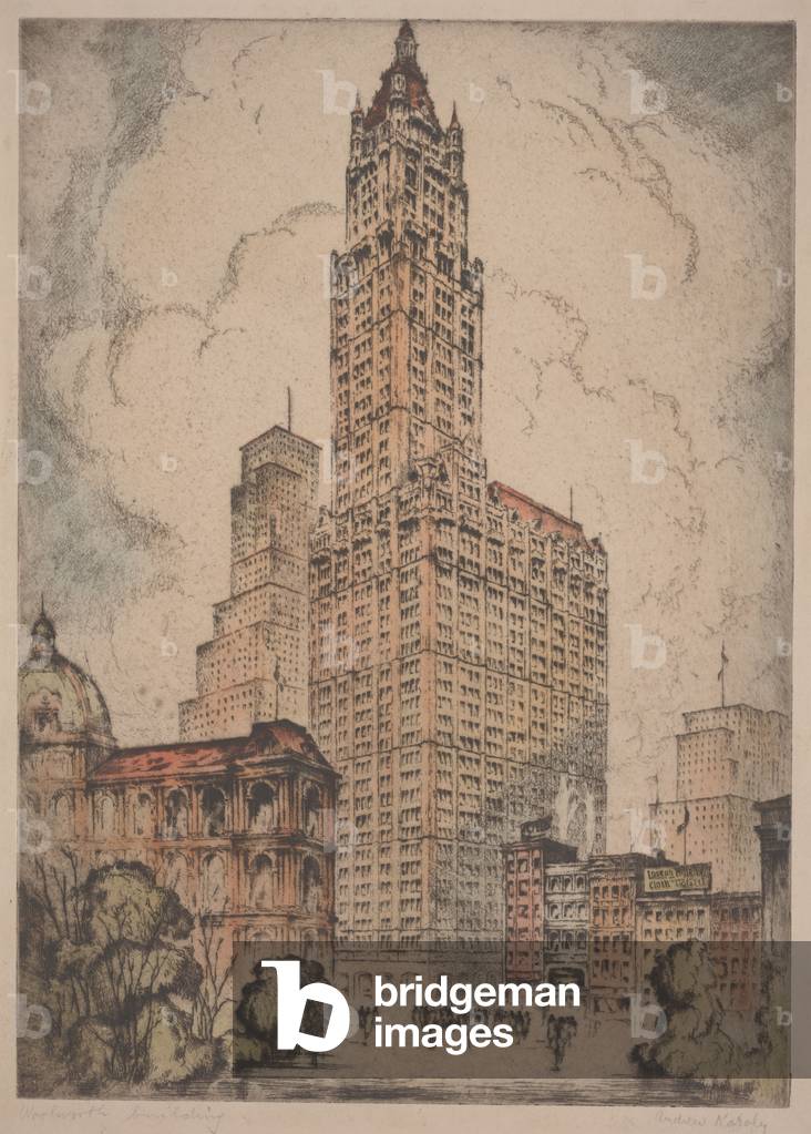 Woolworth Building, c.1915 (handkolorierte Radierung)