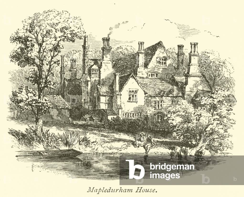 "Mapledurham House (incisione)" di English School, b/w