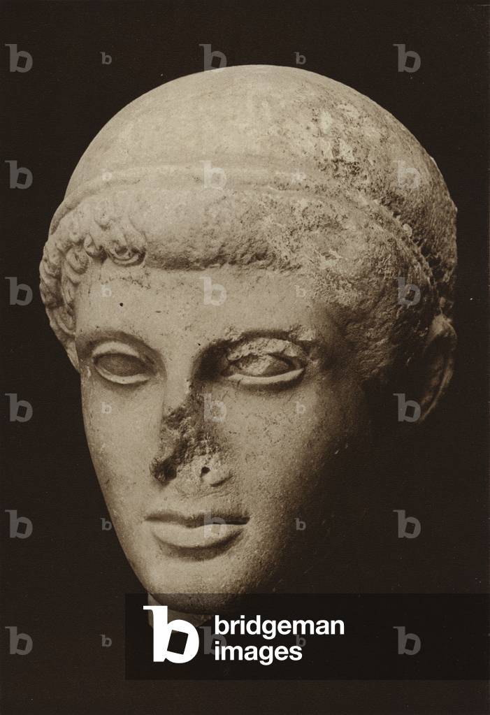 Olympia, Testa di Atena, da un metope (b/n foto)