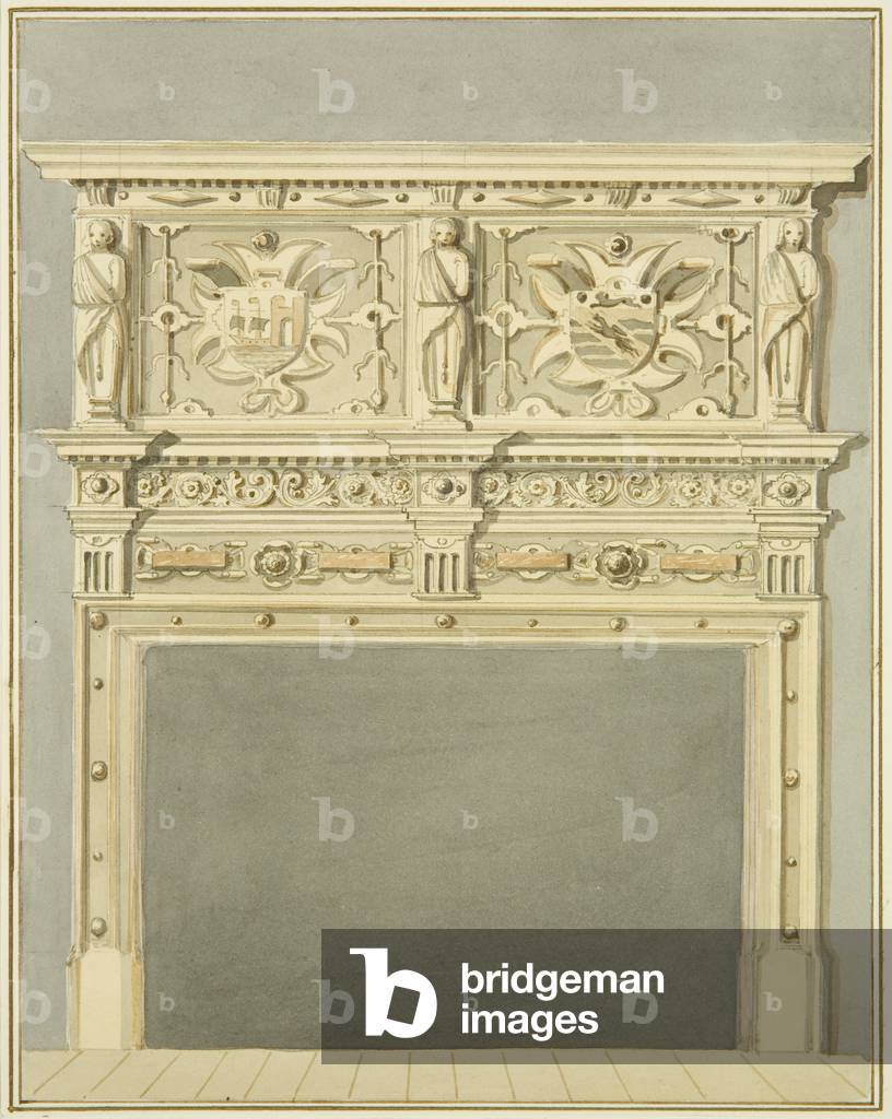 Immagine di Disegno "Camino a Mr Charles Tomas's" di Thomas Leeson the Elder Rowbotham, b/w