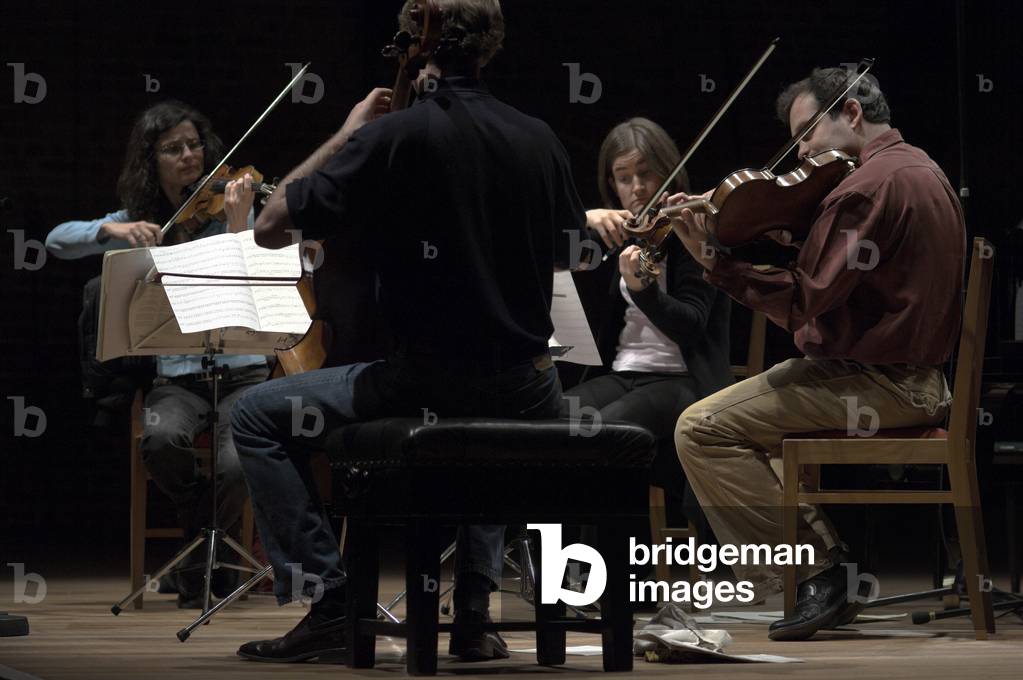 "Das Belcea Quartet spielt in Snape Maltings während des Aldeburgh Festivals"