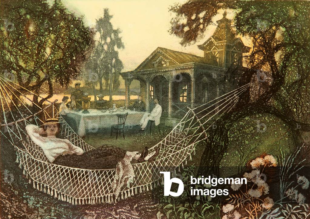 At the Dacha, 2017 (etching)