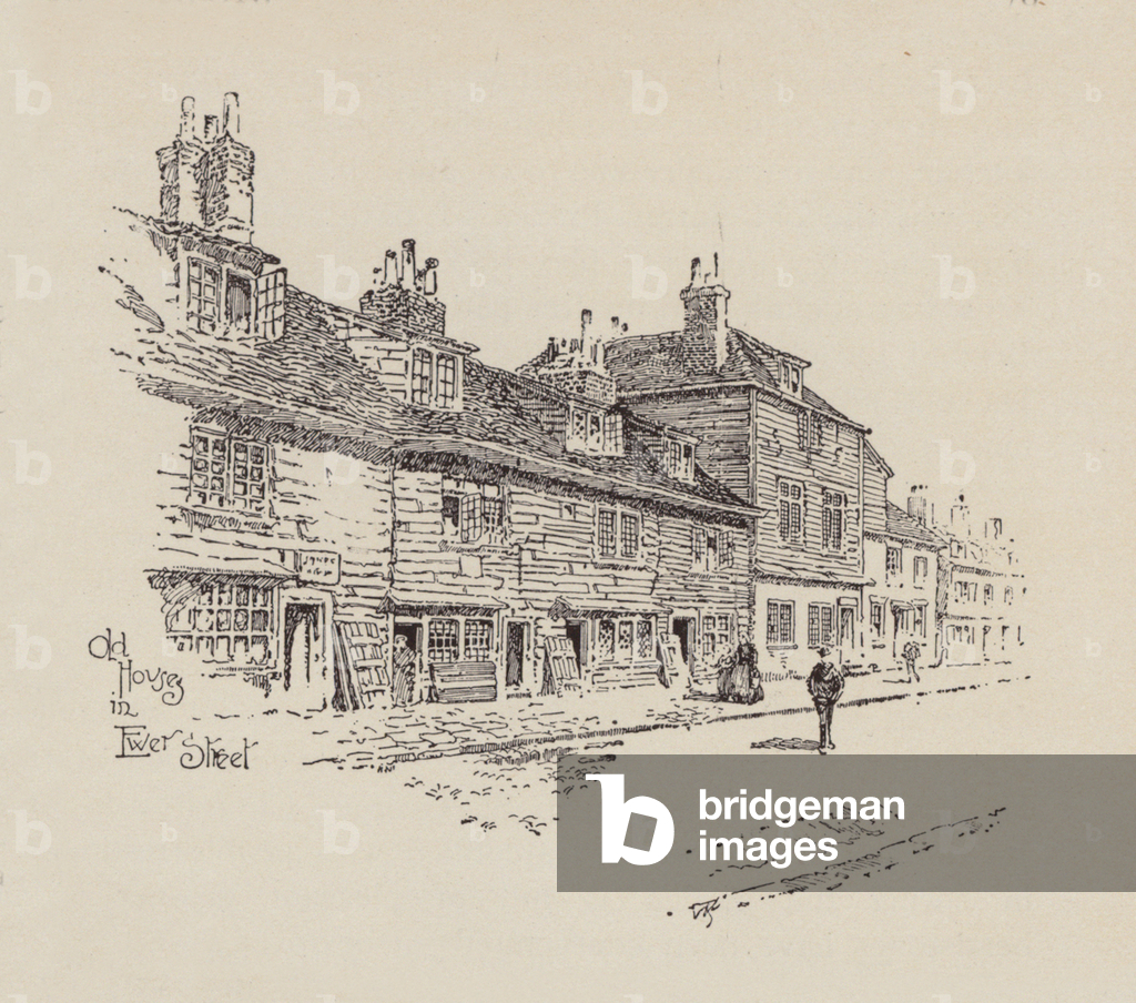 Bild von Druck "Alte Häuser in der Ewer Street (Litho)" 1801 von English School
