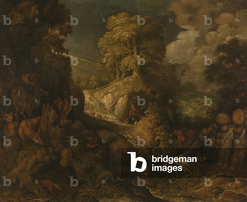 Image of Painting depicting Elijah fed by the ravens 1634 by Roelandt Jacobsz. Savery