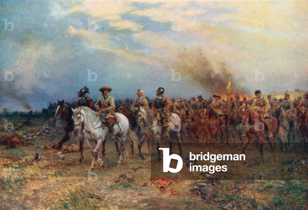 Cromwell bei Marston Moor (Farblitho)