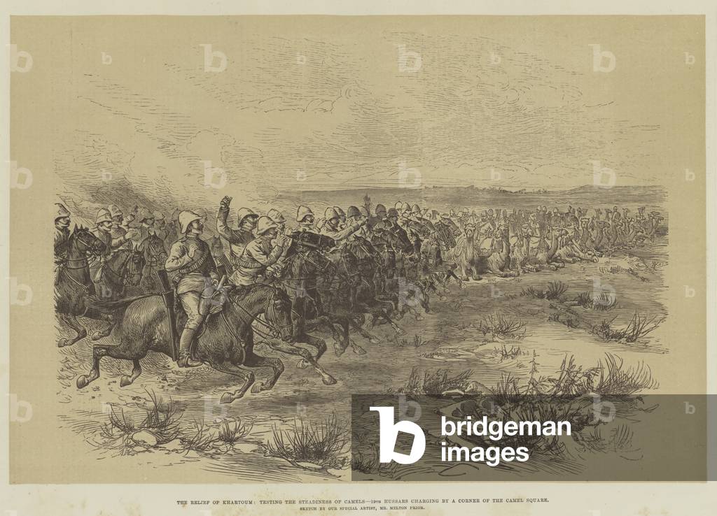 il rilievo di khartum, testando la stabilità di cammelli, 19 Ussari carica da un angolo del Cammello Piazza (l