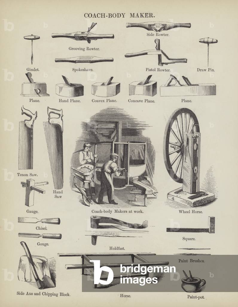 Coach-body Maker (engraving) by English Artist, b/w