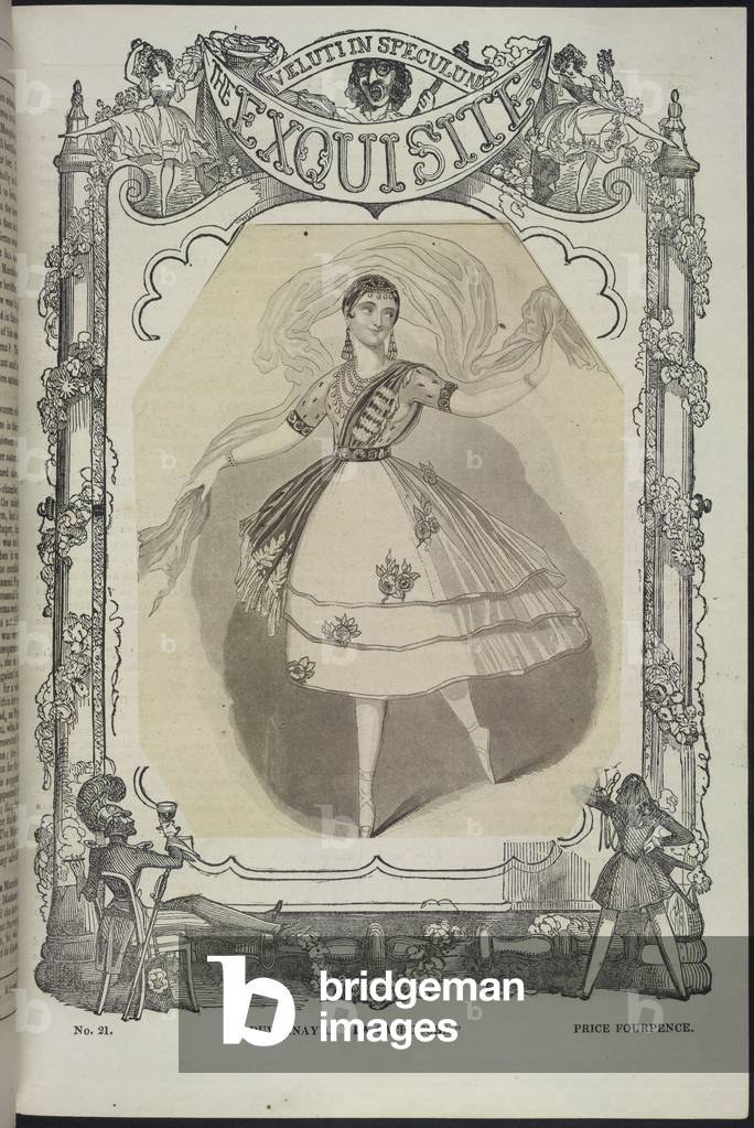 "Pauline Yolande Marie Loiuse Duvernay (1813-1894) in La Cacahoucha. ritratto", b/w