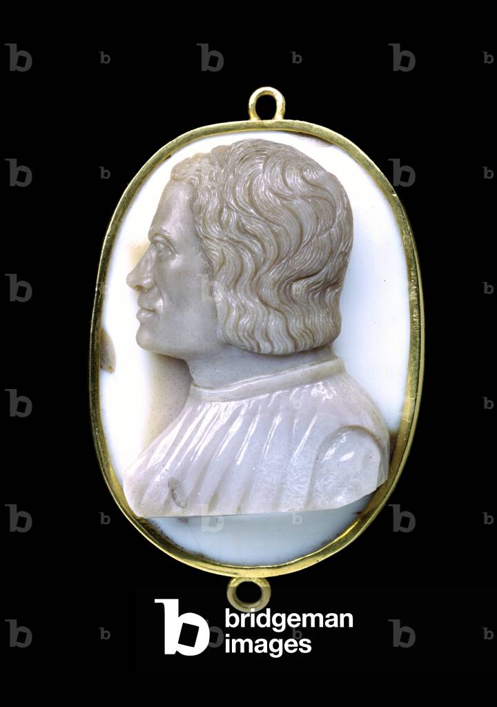 Büste von Lorenzo de' Medici, von Domenico de' Cameos, oder Giovanni delle Corniole (Achat & Onyx)