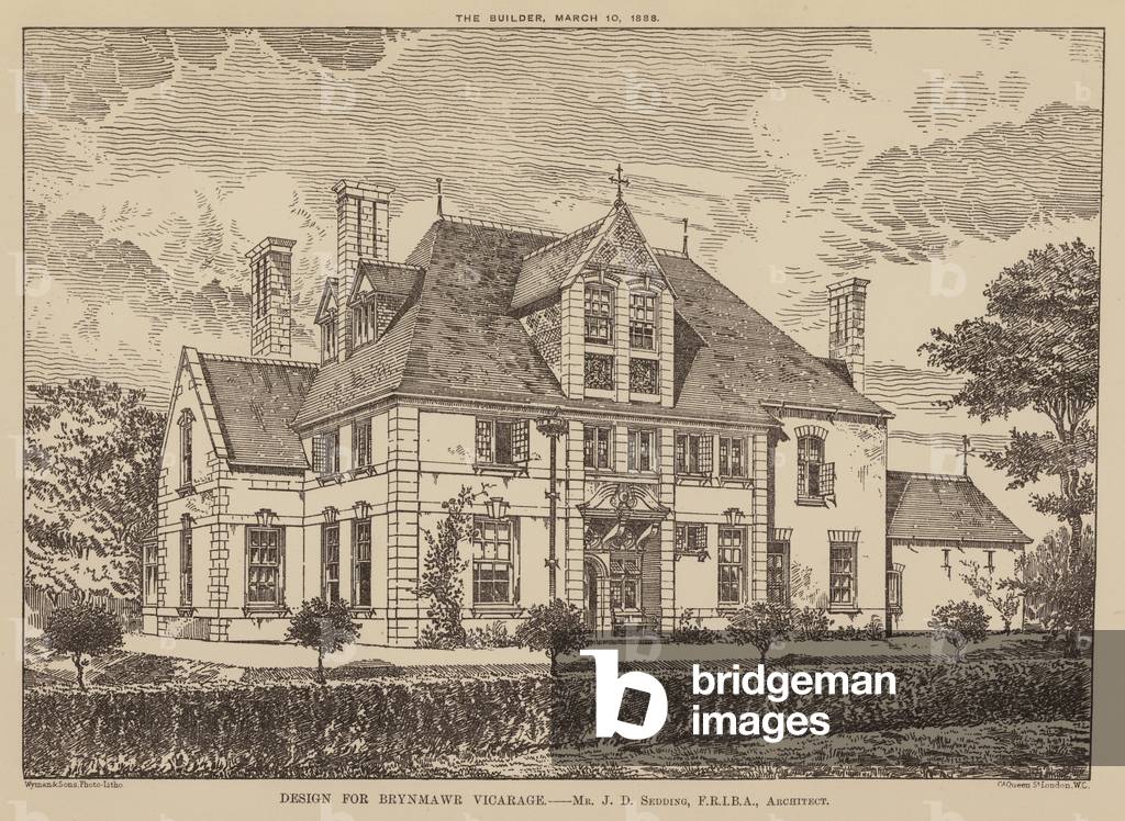 Conception pour le presbytère Brynmawr (gravure) 1801 par English School
