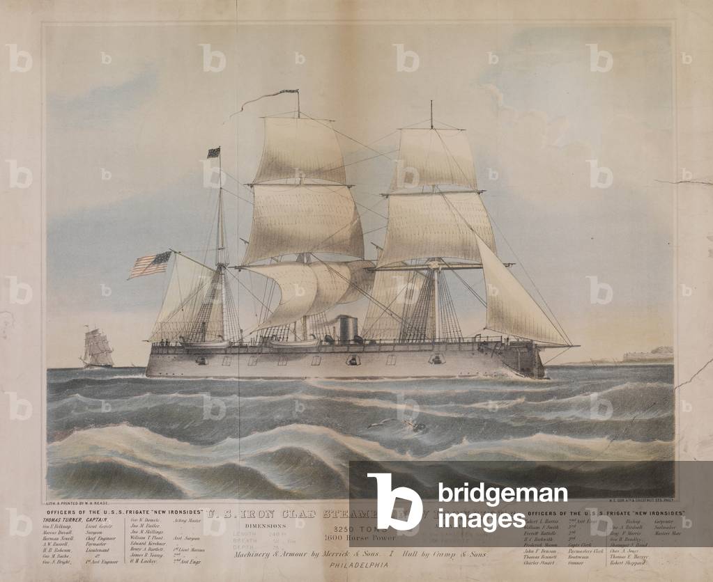 U.S. iron clad steamer, New Ironsides, c.1862 (litho)