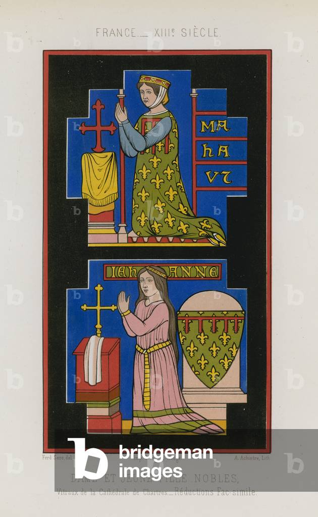 "Una donna nobile e giovane nobildonna (cromolito)" 1801 di French School