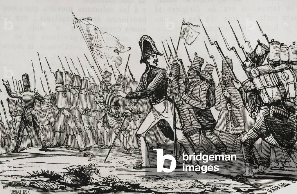 Spanien. Erster Carlist-Krieg (1833-1840). Carlist-Aufstand in Morella, 1838. Bretón und Aspiroz greifen die C