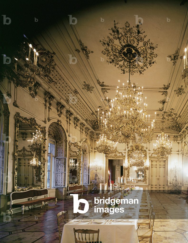Main dining room of the Pallavicini Palace with the table laid for a ceremonial dinner, Pallavicini Palace, Vi