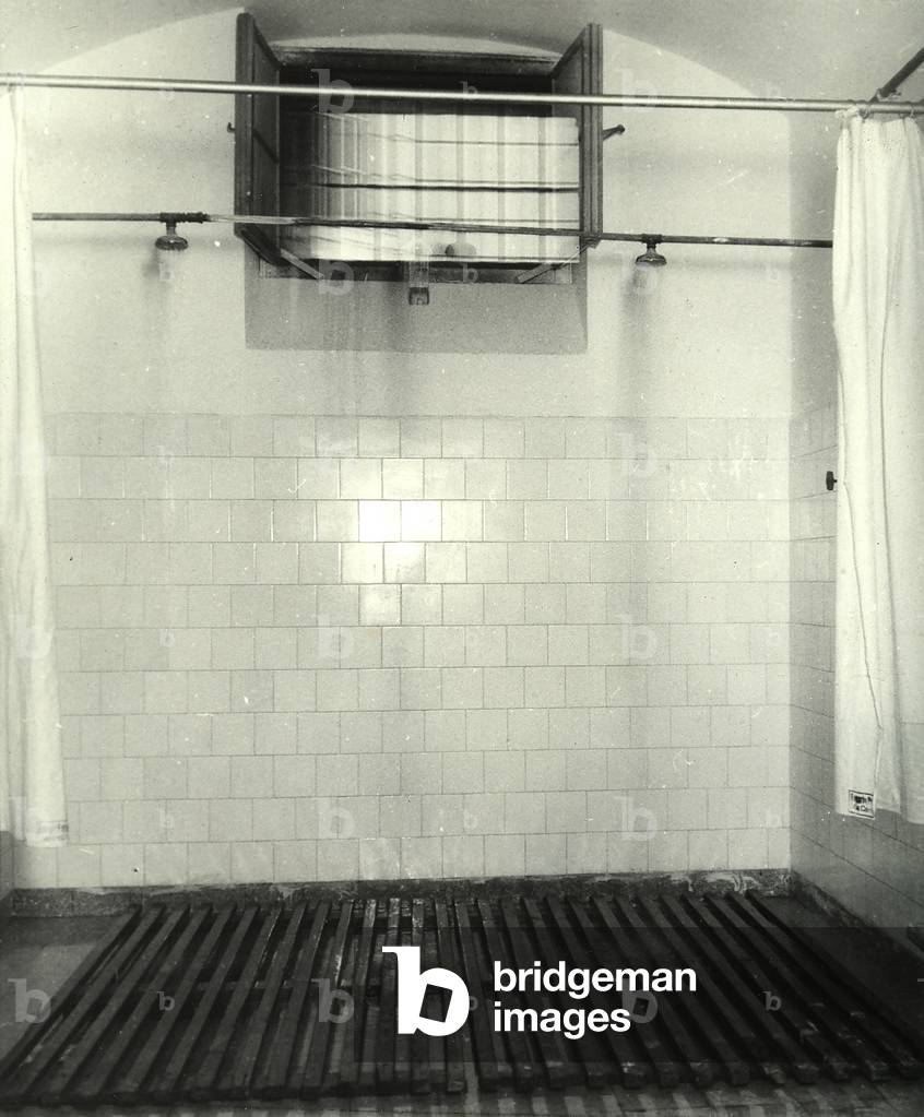 Image of Showers in the Coroneo Prison in Trieste, c.1950 (b/w photo)