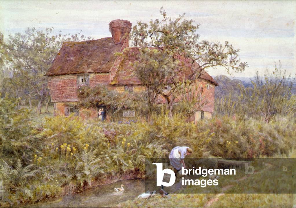 Un vecchio cottage del Surrey (w/c accentuato con bianco)