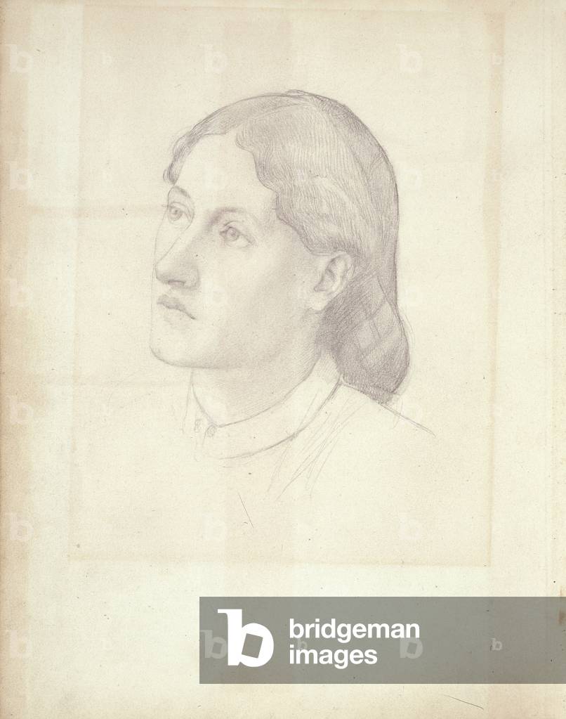 Bild von Zeichnung "porträt studie von ruth herbet", 1858-59 von Dante Gabriel Charles Rossetti