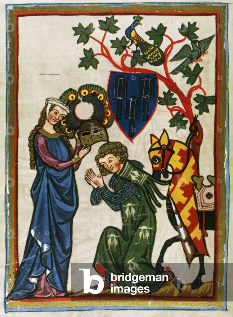 Der Schenk von Limburg, ministro svevo (metà XIII secolo) dice addio alla sua signora prima di partire. Codice