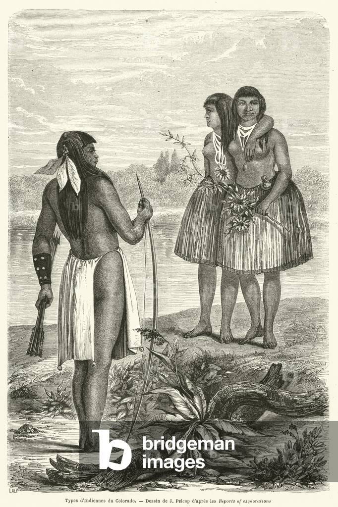Types d'Indiennes du Colorado (engraving) by French Artist, b/w