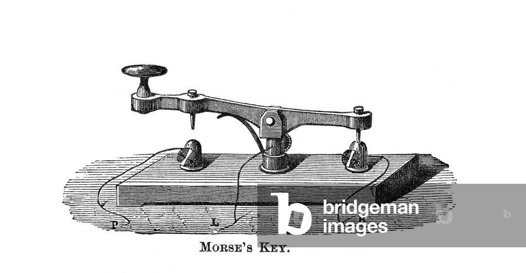 Image of TELEGRAPH KEY Morse's key, a brass lever mounted on a