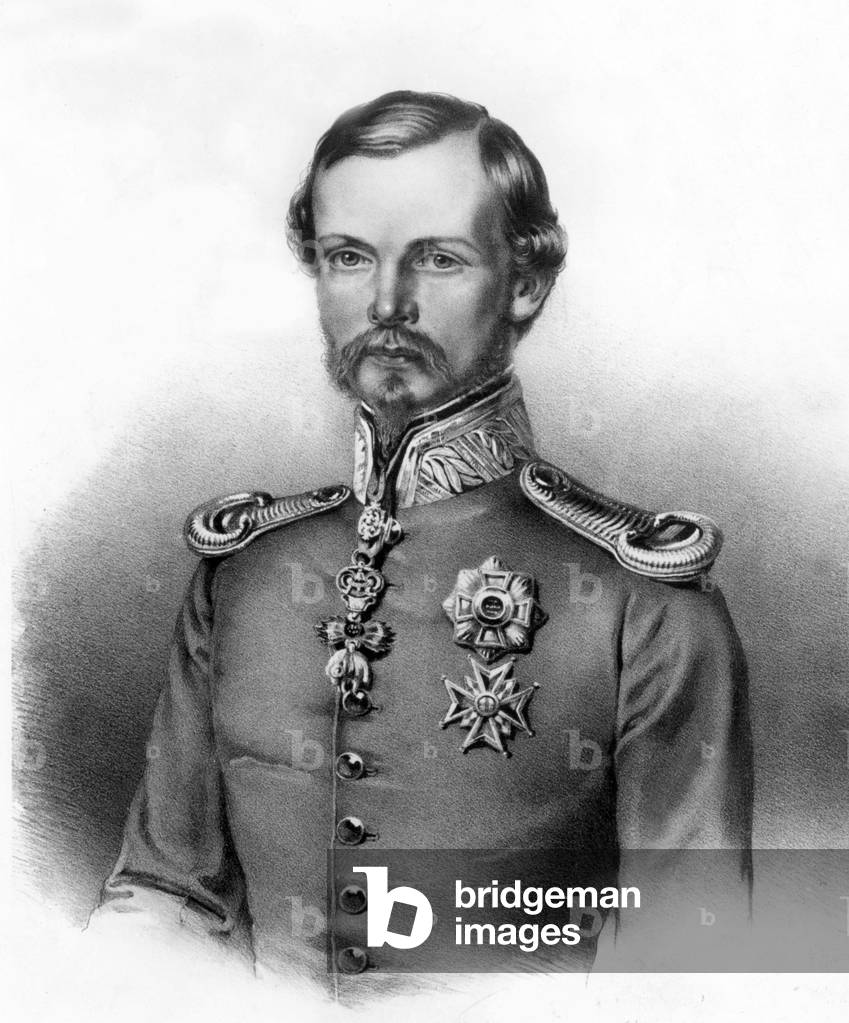 Luitpold principe reggente di Baviera (1821-1912, reggente dal 1886 al 1912), incisione, ca. 1860