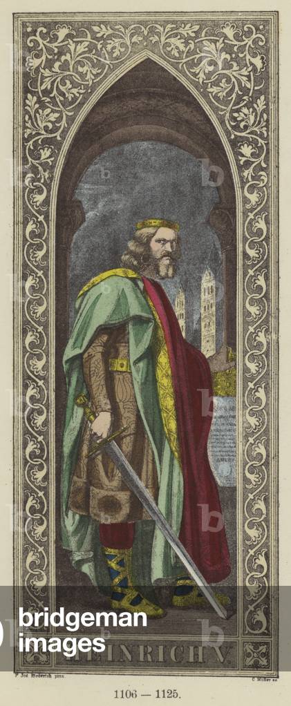 Heinrich V, 1106-1125 (gravure colorée)