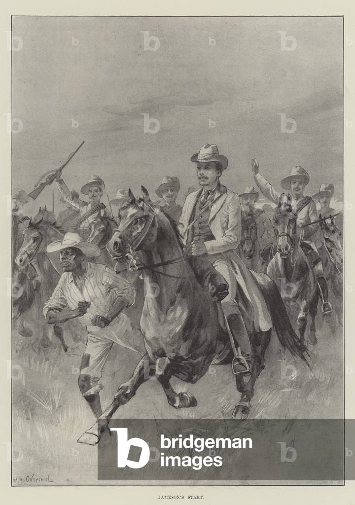 Bild von Druck "Jameson's Start (Litho)" 1896 von William Heysham Overend, b/w