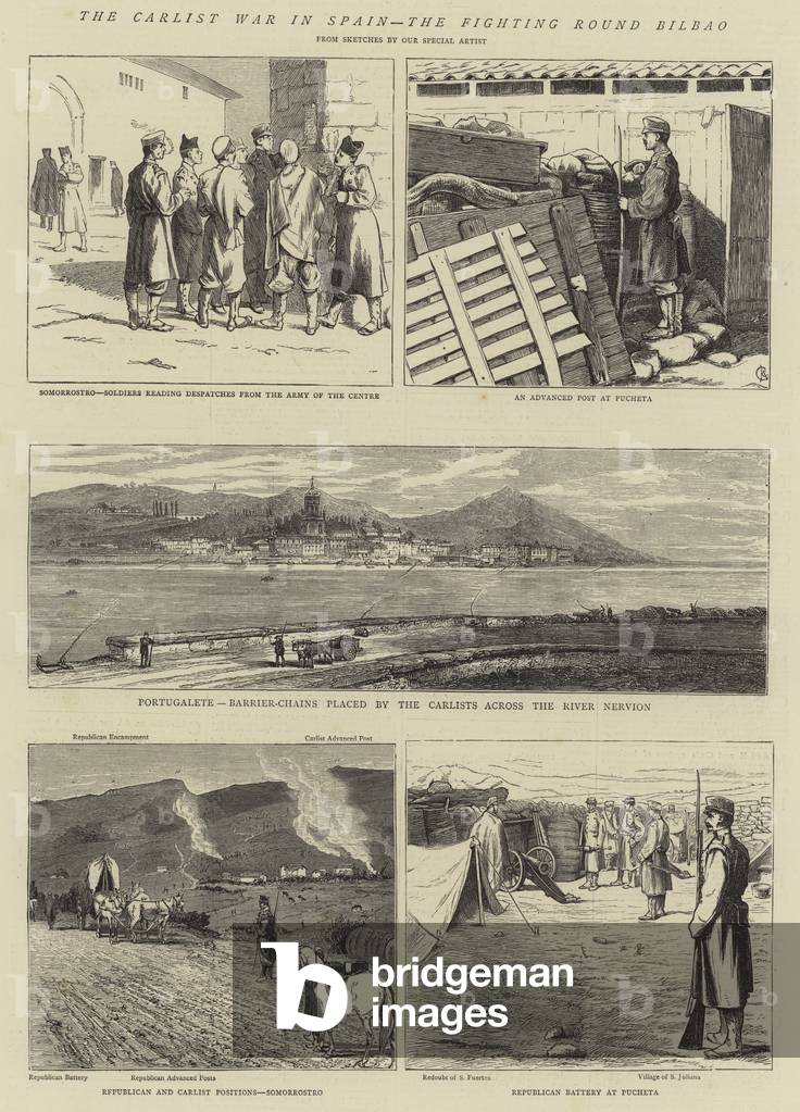 The Carlist War in Spain by Alfred Chantrey Corbould, b/w