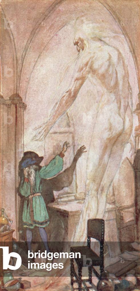 Image of Faust and the Spirit of the Earth (colour litho) by Pogany ...