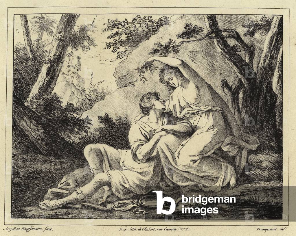 Due amanti in un paesaggio (lito)