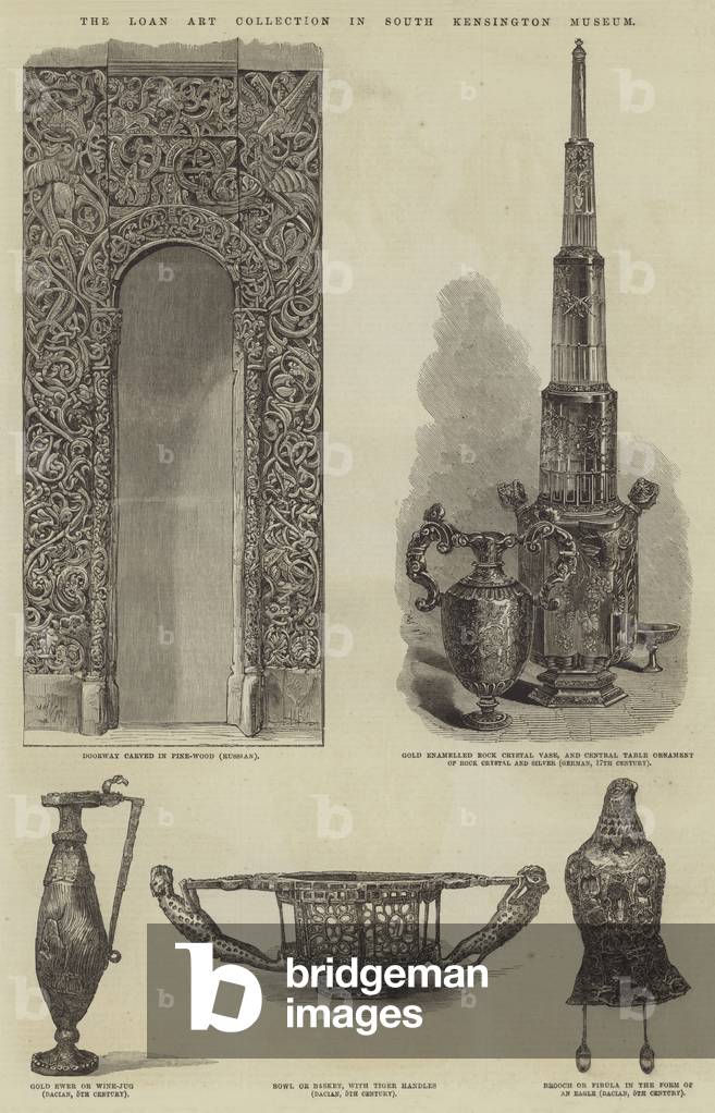 "il prestito arte collezione in South Kensington Museum (incisione)" 1868 di English School, b/w