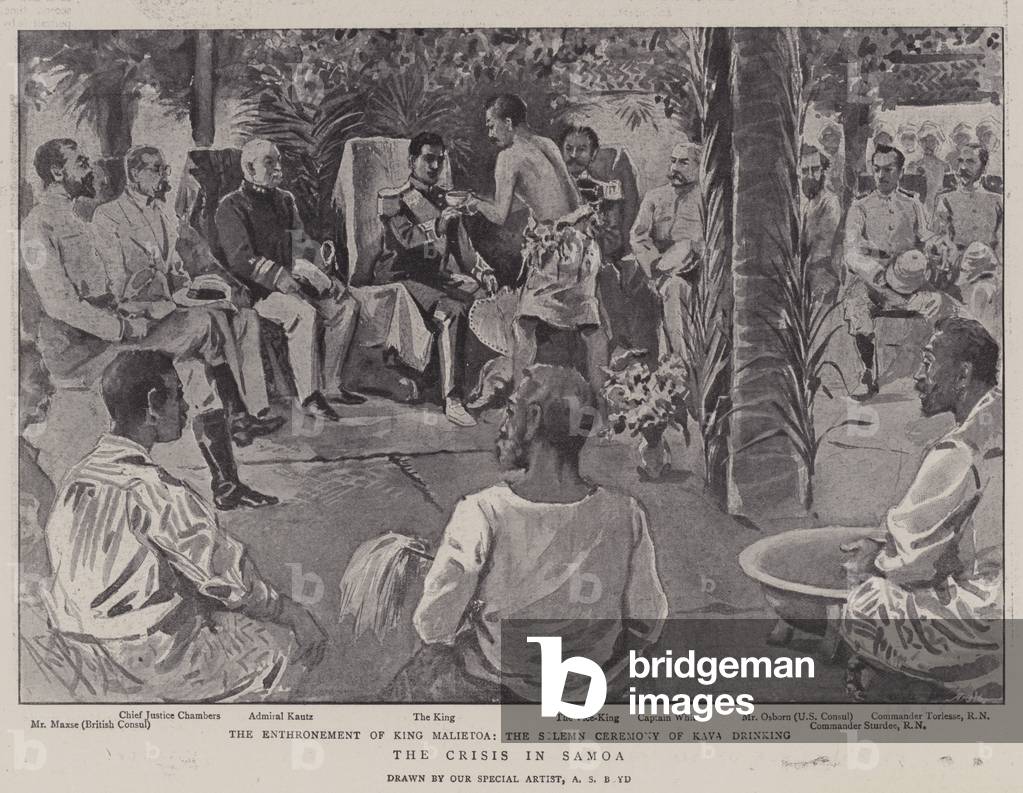 Bild von Druck "Die Krise in Samoa (litho)" von Alexander Stuart Boyd