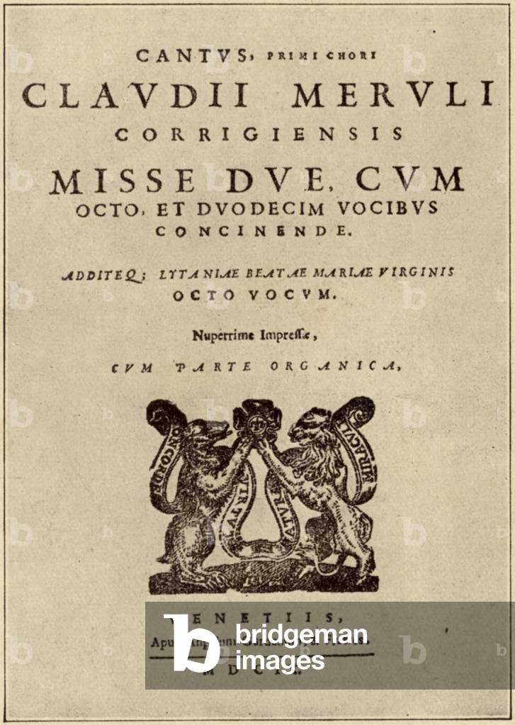 "MERULO Claudio Title page to", b/w