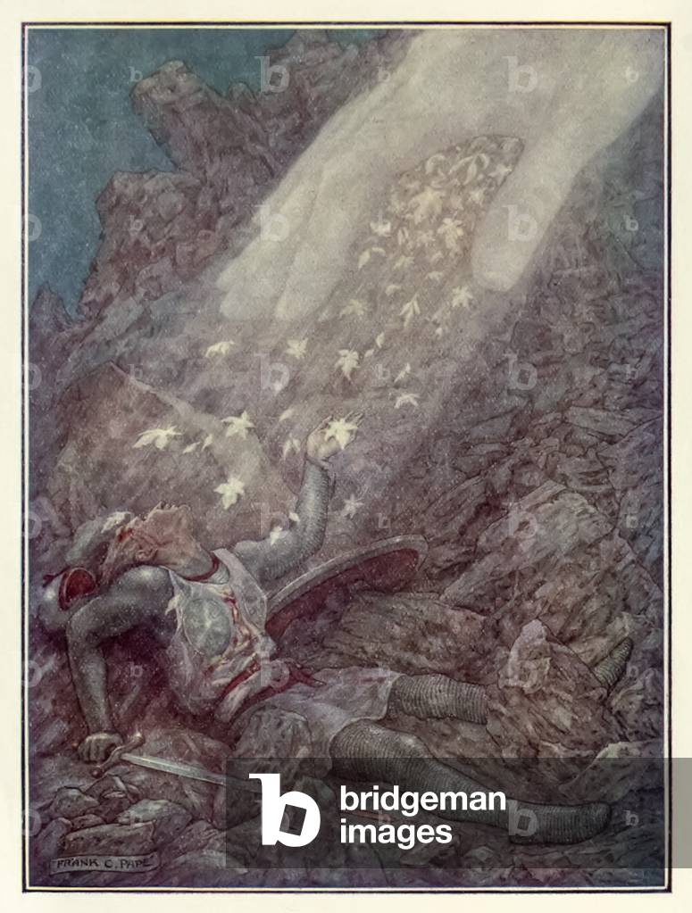 "There came to him a Hand with some of the leaves of the tree of life" from 'The Pilgrim's Progress' by John B