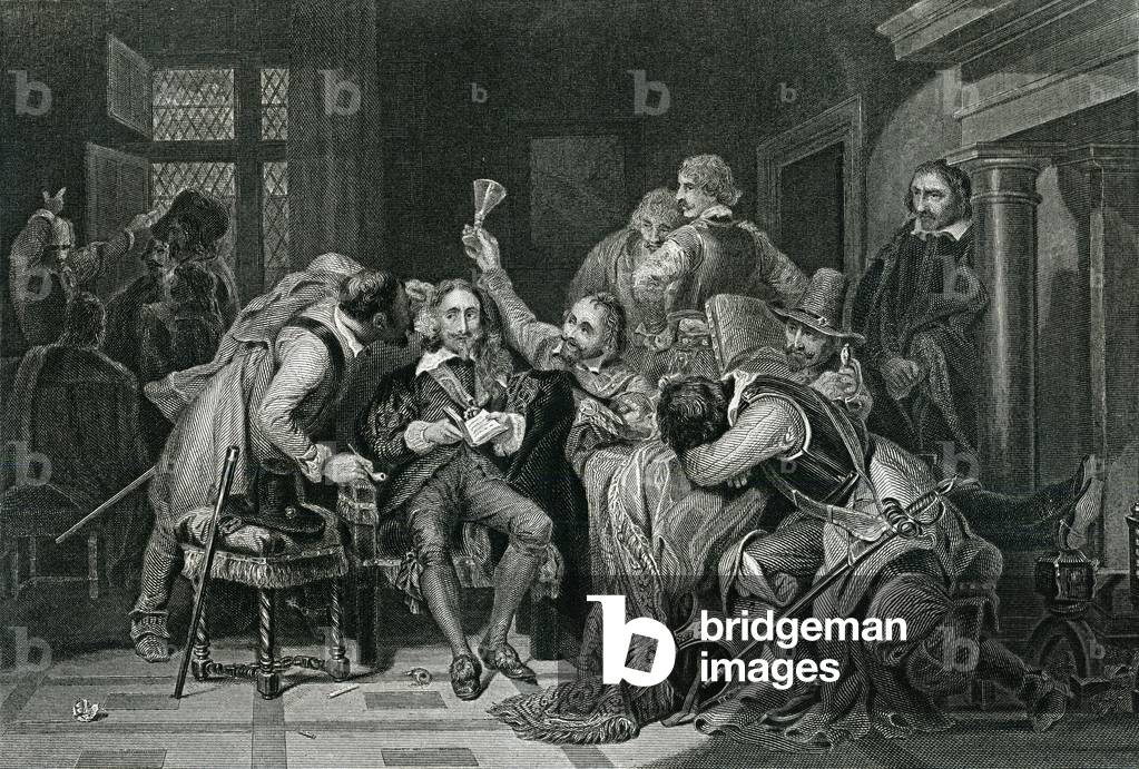 Image of Engraving depicting King Charles the 1st in the guard room 1859 by William T. Hulland