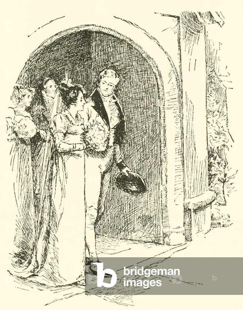Emma's marriage to Mr Knightley (engraving) by Chris Hammond, b/w
