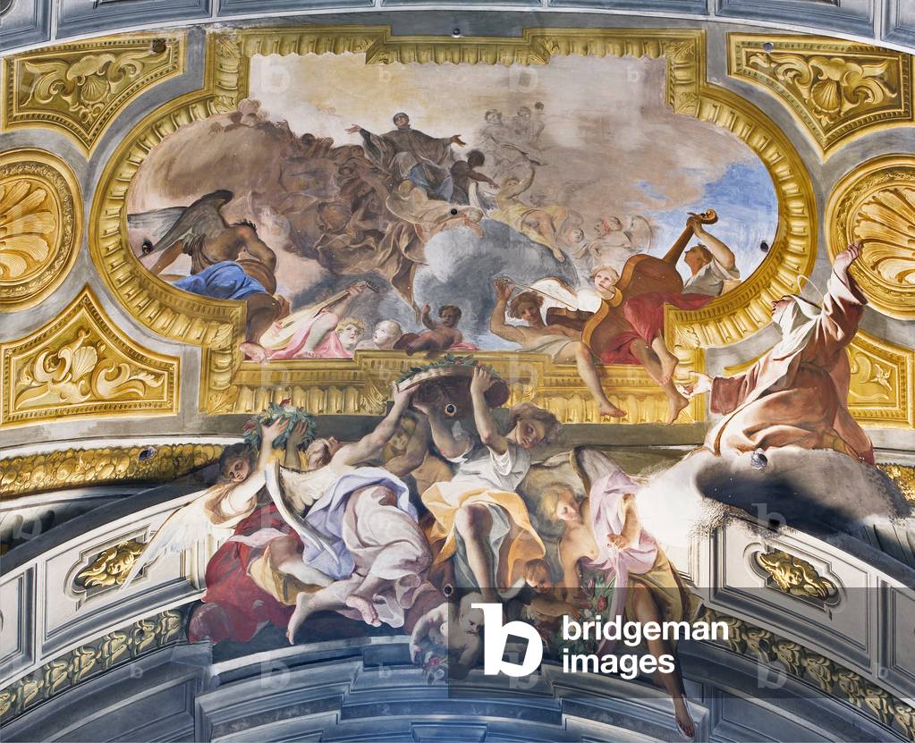 St. Mary Magdalene de' Pazzi mit der Vision von St. Aloysius de Gonzaga im Ruhm, 1685 (Fresko)