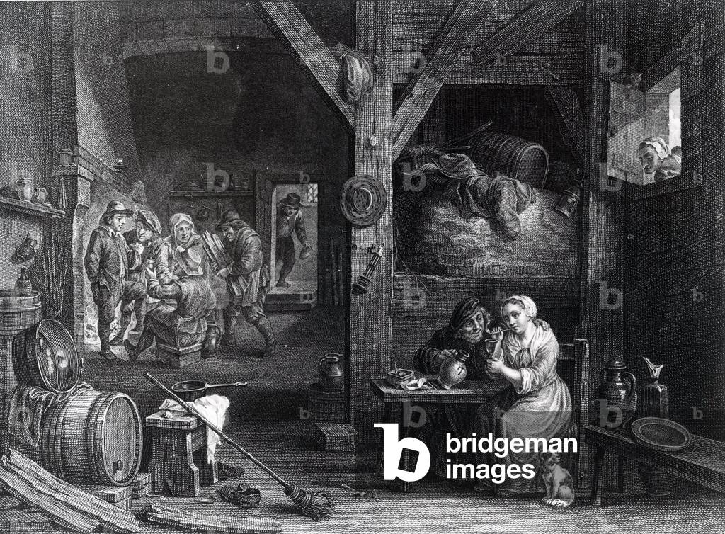 La Fumeuse, stampa di Jean Baptiste Patas dopo David Teniers il Giovane, 1786-1808 (incisione)