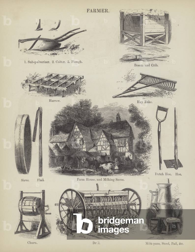 Farmer (engraving) by English Artist, b/w