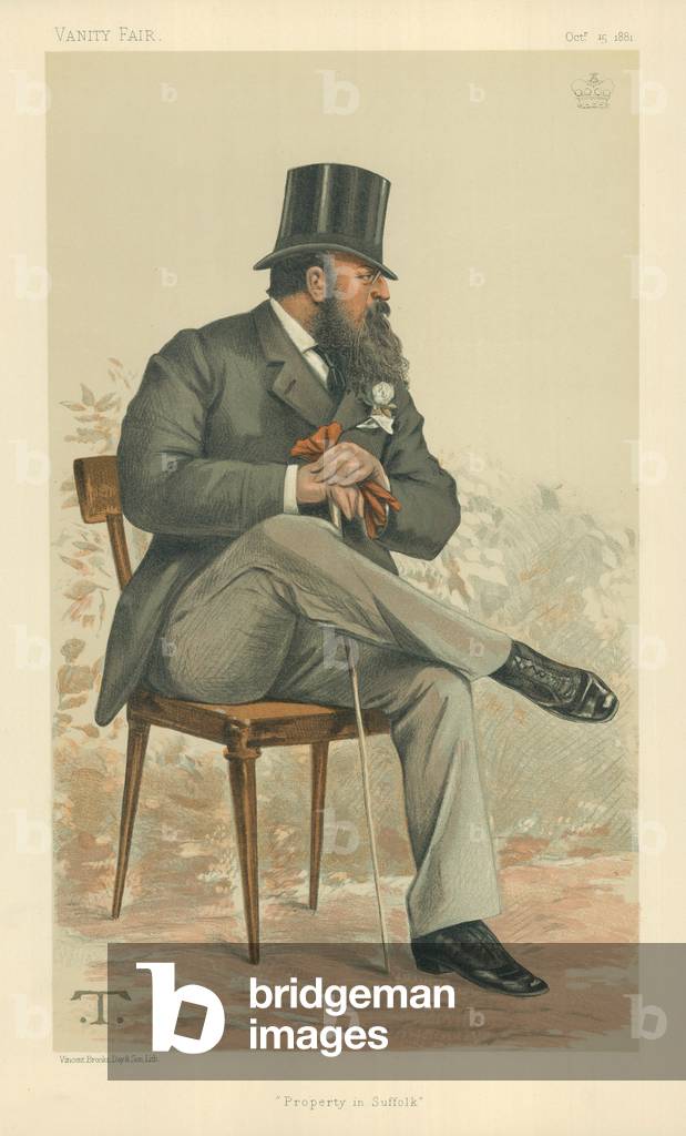 Signore Rendlesham, Proprietà in Suffolk, 15 Ottobre 1881, Vanità Fiera cartone animato (colore lito)