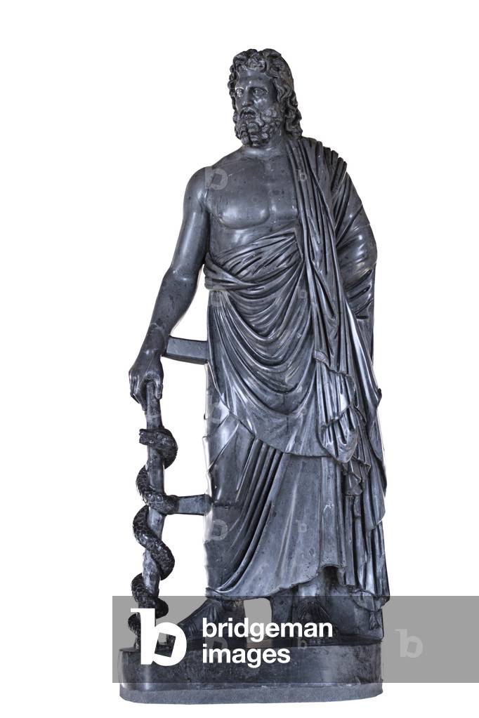 Image of Black marble statue of Asclepiad (black marble) by Roman, (2nd