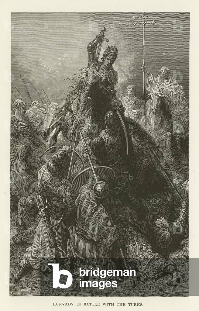 Hunyady im Kampf mit den Türken (Gravur)