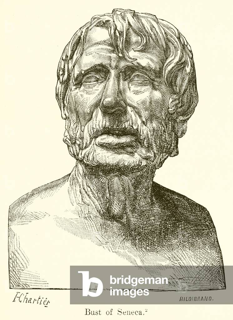 Bust of Seneca (engraving) by English Artist, b/w