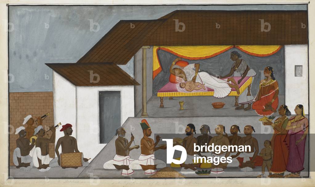 "La cerimonia della natività bramina. Da un album di 38 disegni ad acquerello di cerimonie svolte durante la v