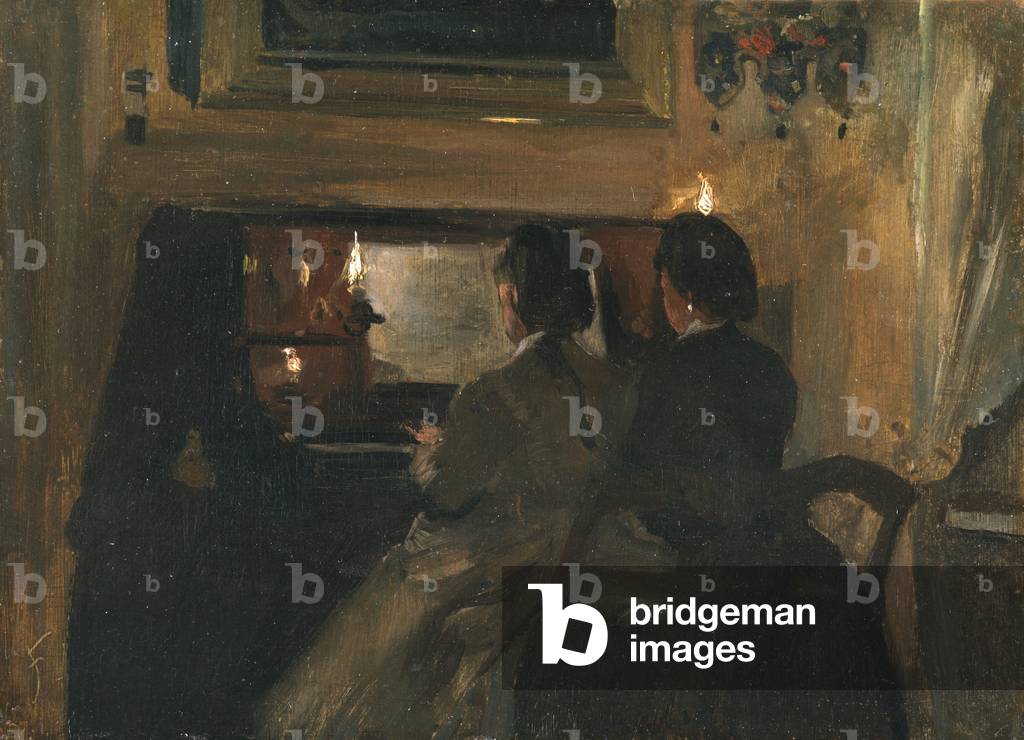 The Duet (oil on paper laid onto board) 