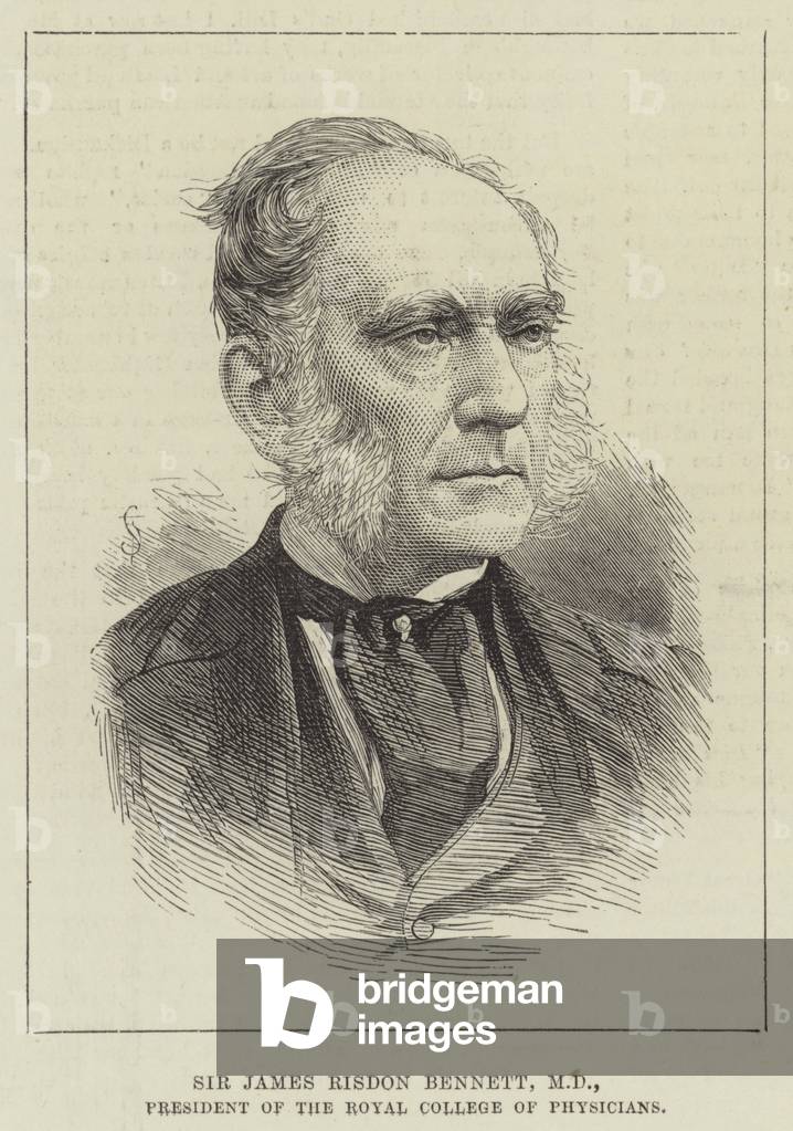 Sir James Risdon Bennett, MD, Presidente del Royal College of Physicians (incisione)