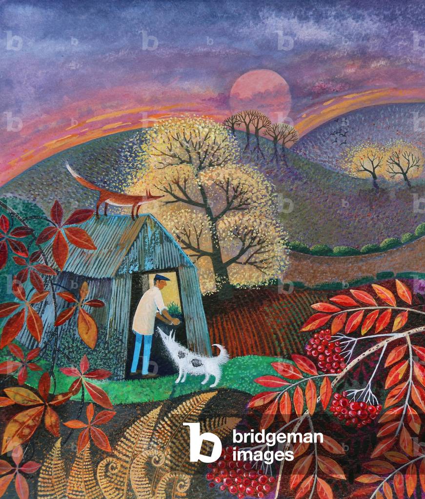 Fine del giorno, 2018 (acrilici su carta)