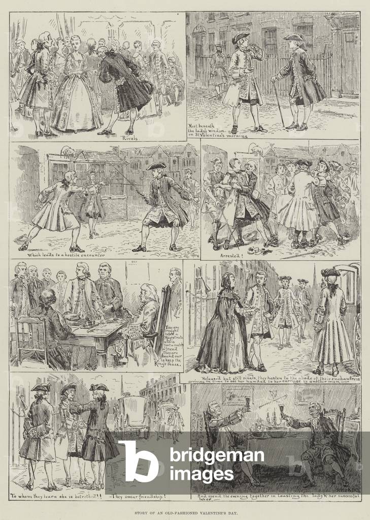 "Geschichte eines altmodischen Valentinstags (Gravur)" 1889 von S.T. Dadd
